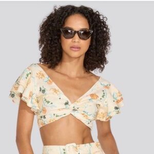 --Solid & Striped Renata Linen Blend Top Brule Multi Floral size Small